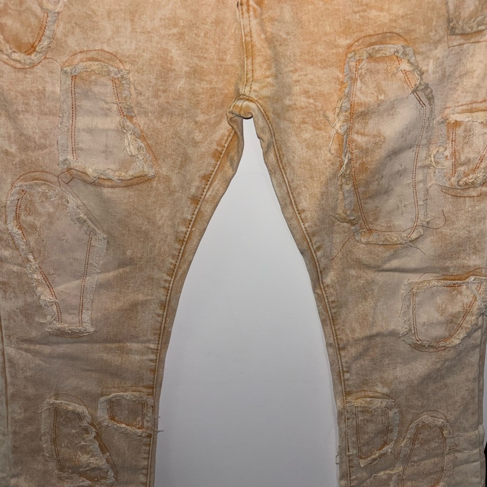 Men's Bootcut Jeans in Distressed Tan